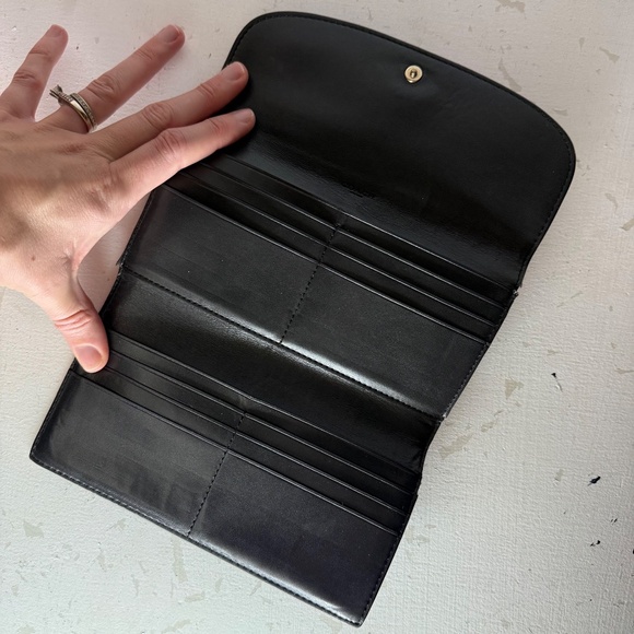 Coach F57319 Signature PVC With Leather Checkbook Wallet Brown Black - Picture 7 of 8